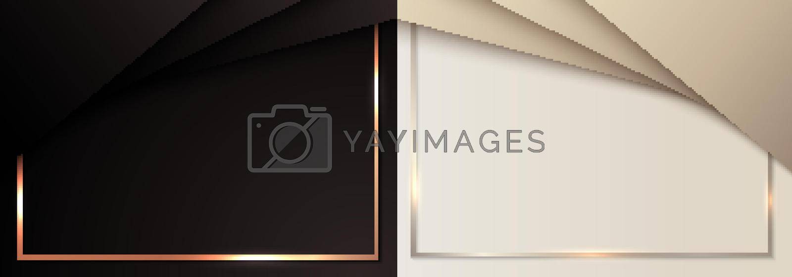 Set of template abstract luxury black and golden stripes with gold frame background. Vector illustration