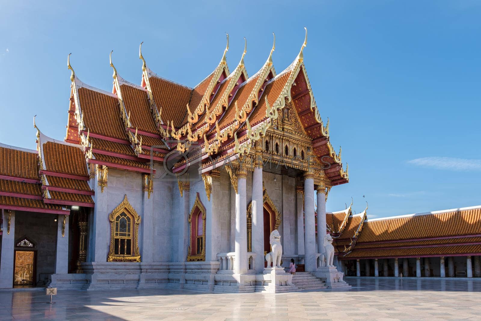 Royalty free image of Wat Benchamabophit temple in Bangkok Thailand, The Marble temple in Bangkok by fokkebok