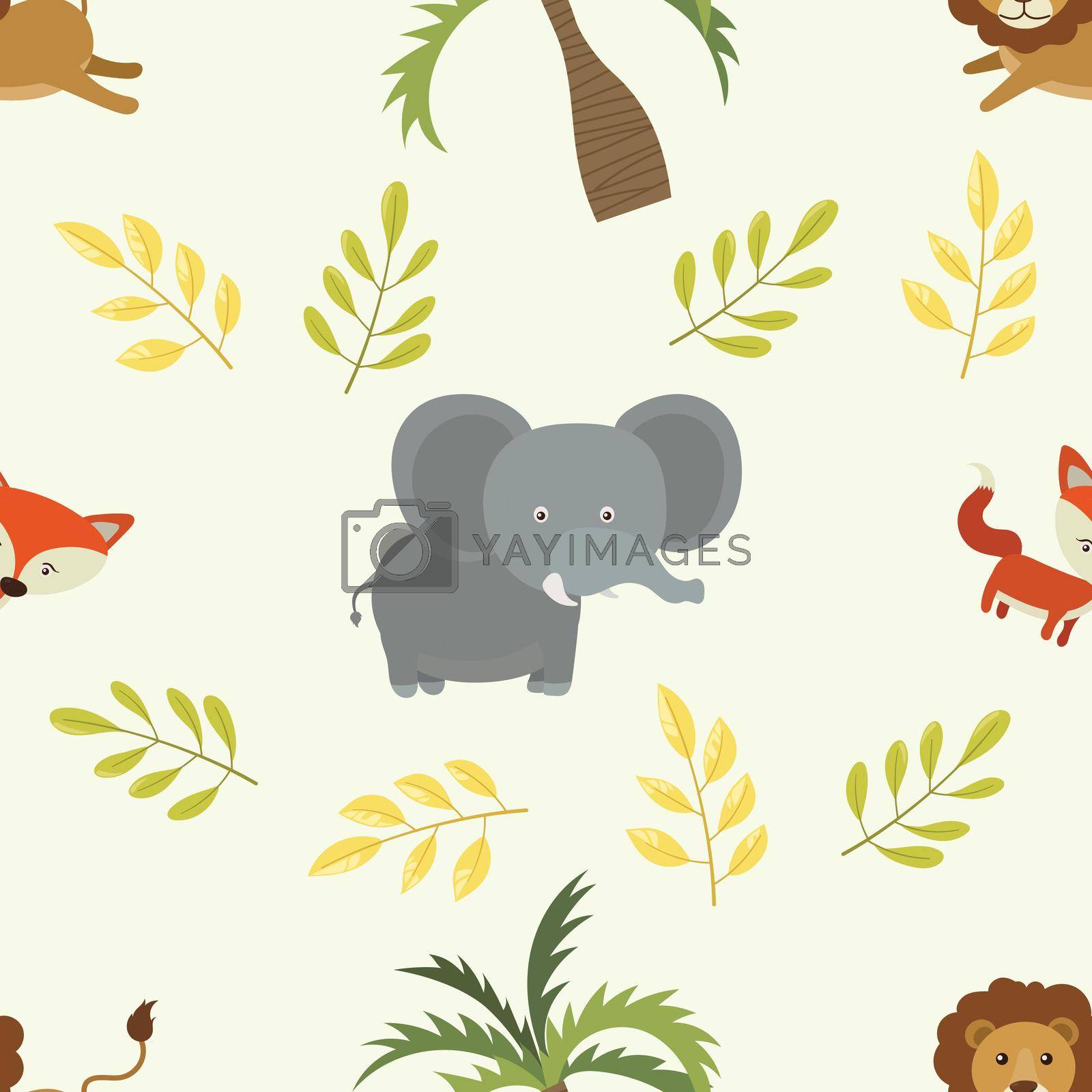 Royalty free image of Seamless doodle jugle animals cartoon pattern by valueinvestor