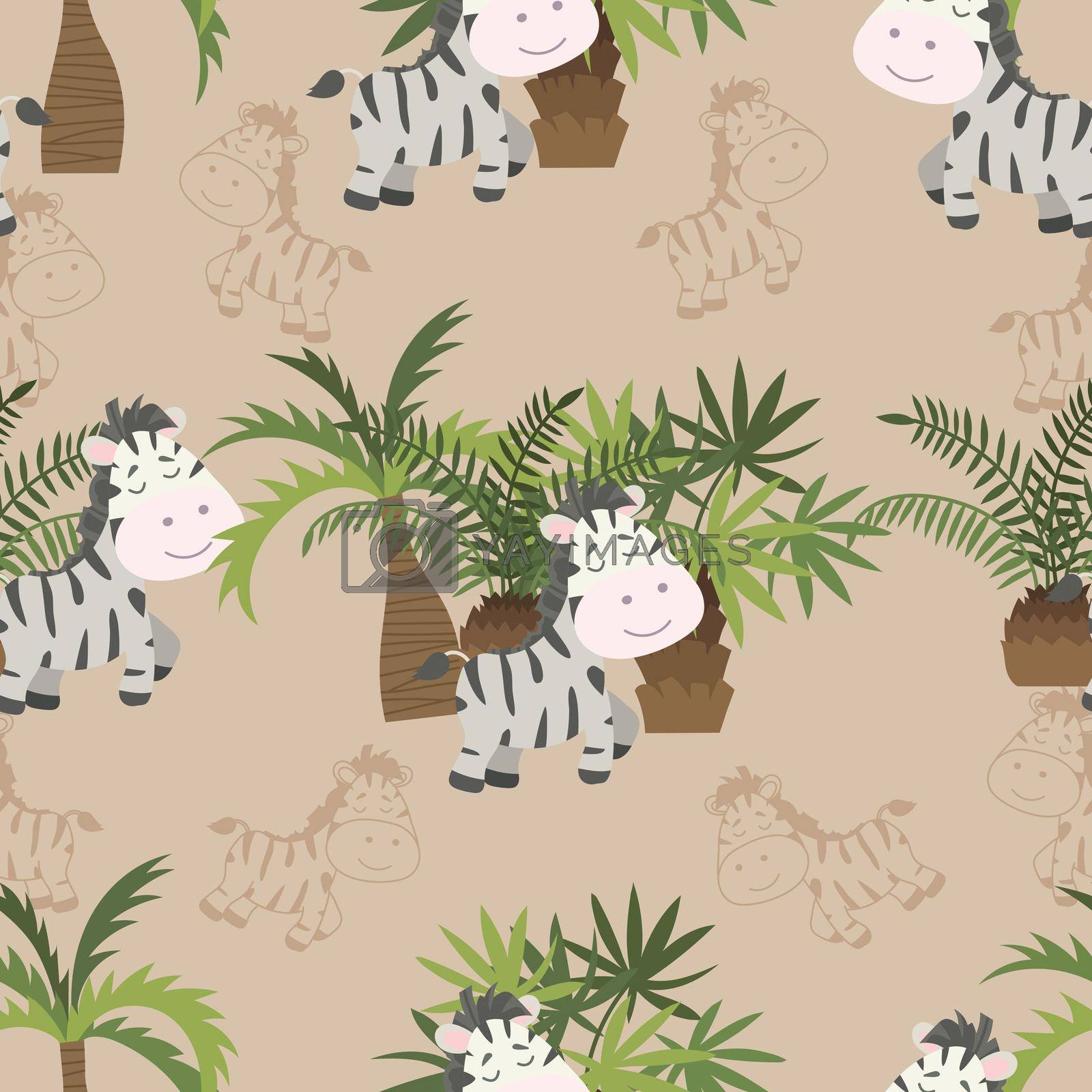 Royalty free image of Seamless doodle zebra and palm cartoon pattern by valueinvestor