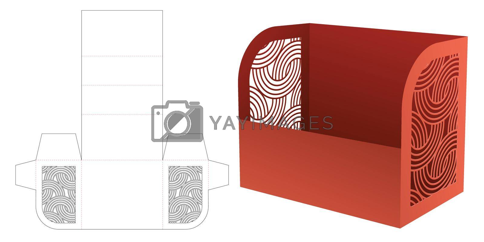 Royalty free image of Cardboard stationery box with stenciled curved pattern die cut template and 3D mockup by valueinvestor