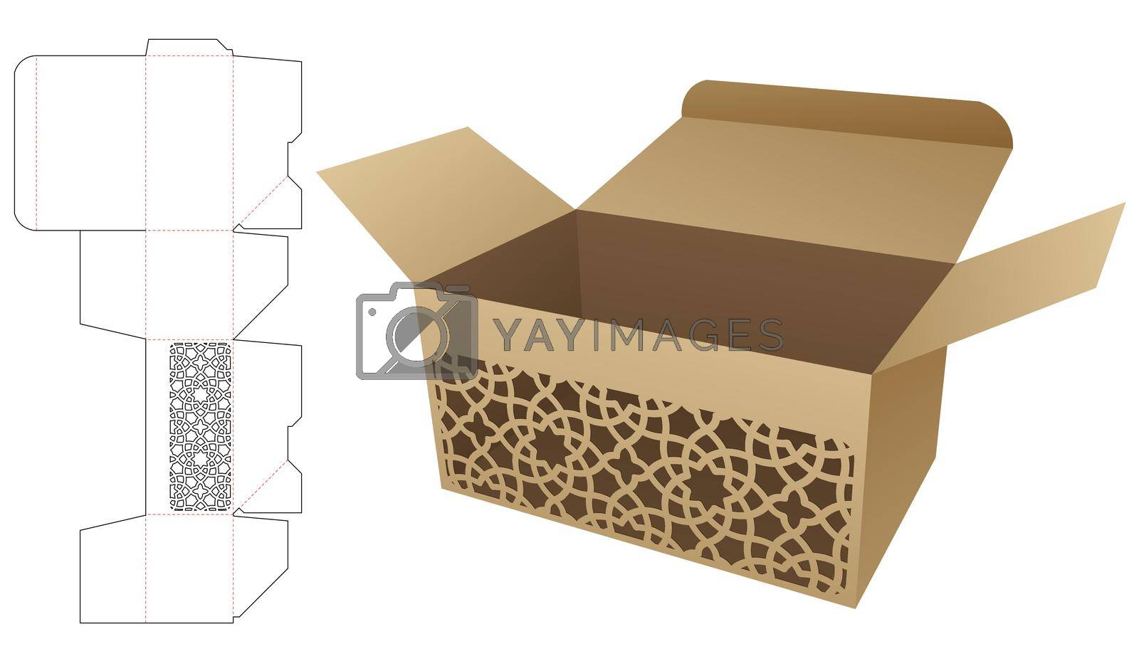 Royalty free image of Packaging box with stenciled Arabic pattern window die cut template and 3D mockup by valueinvestor