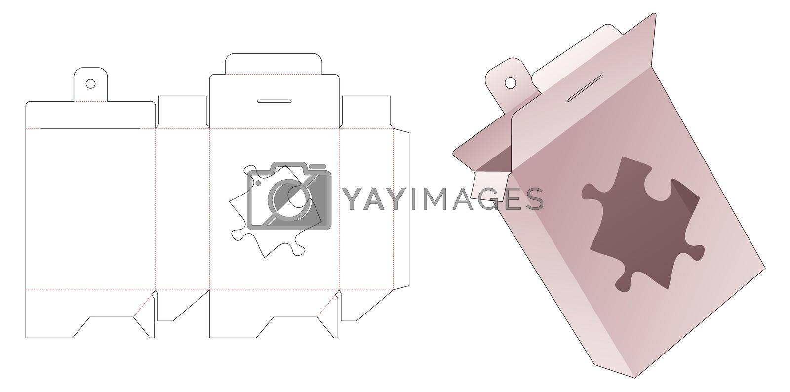 Royalty free image of cardboard hanging packaging with jigsaw shaped window die cut template by valueinvestor