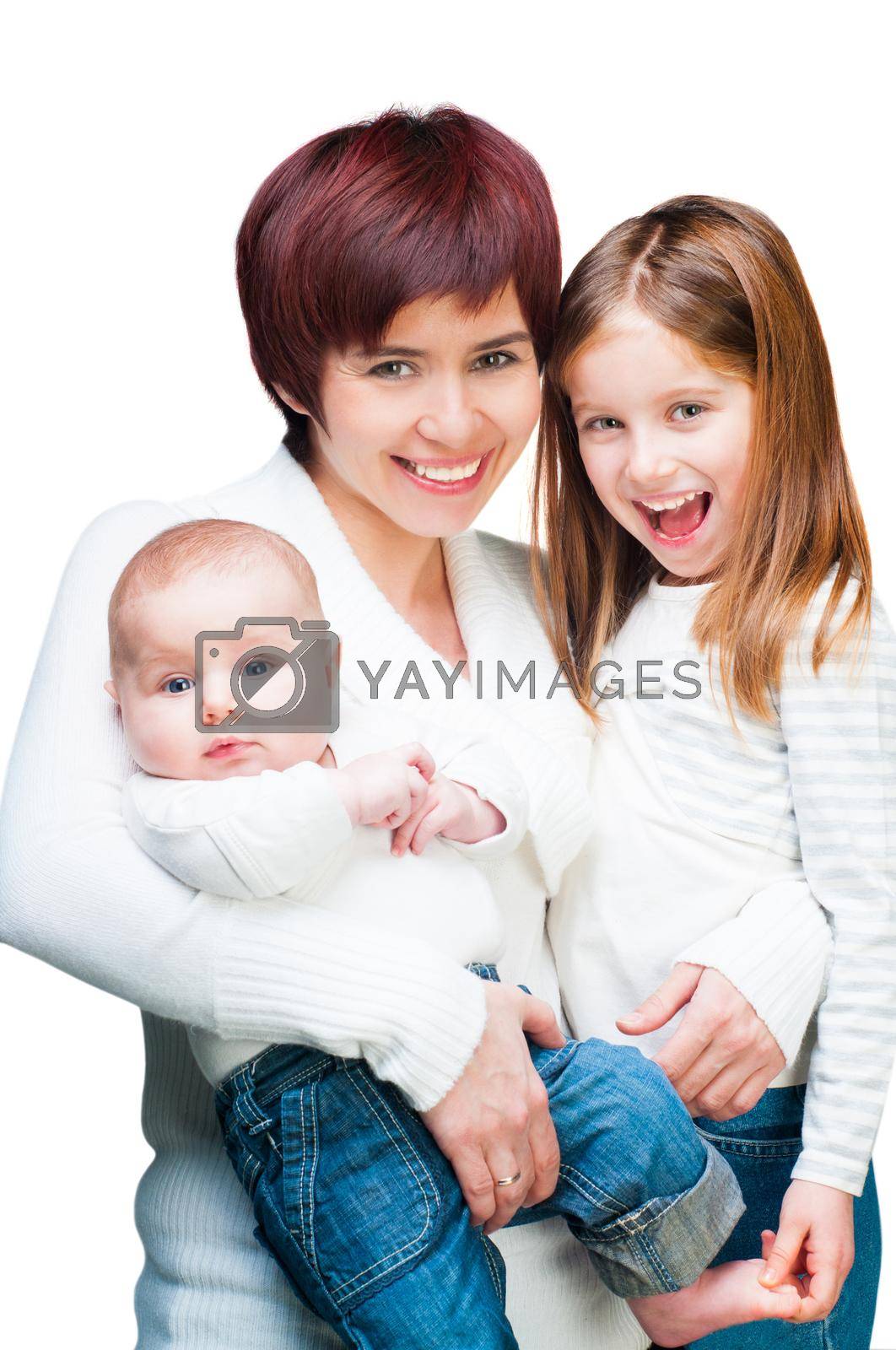 Smiling mother with her children