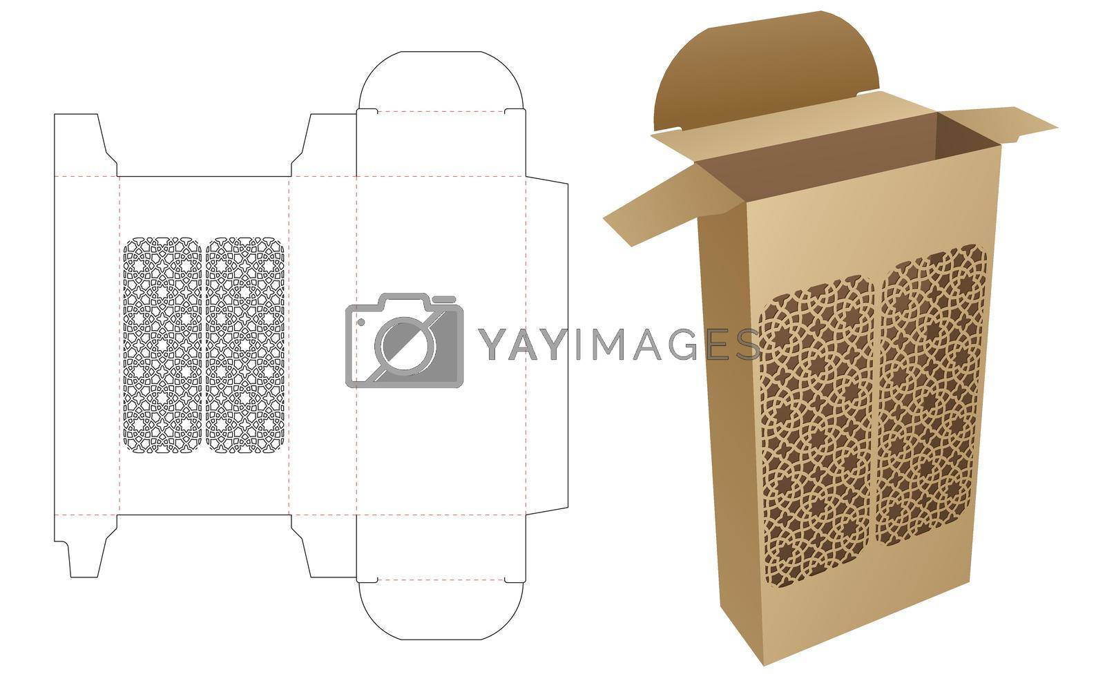 Royalty free image of Cardboard stenciled box with die cut template and 3D mockup by valueinvestor