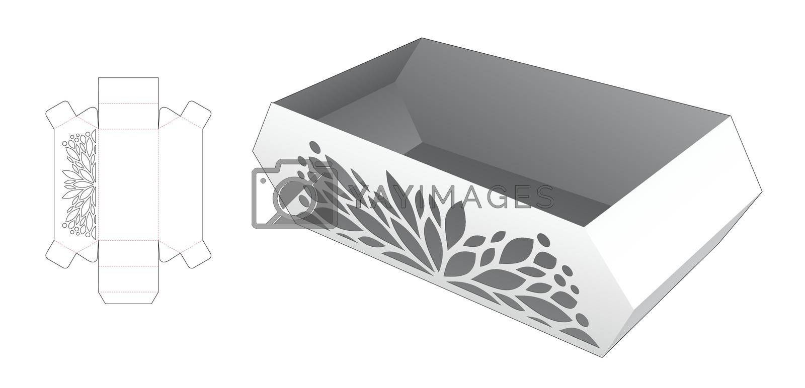 Royalty free image of Chamfered tray with stenciled pattern die cut template and 3D mockup by valueinvestor
