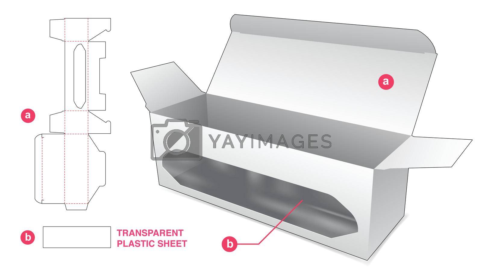 Royalty free image of Cardboard short box with window and transparent plastic sheet die cut template by valueinvestor