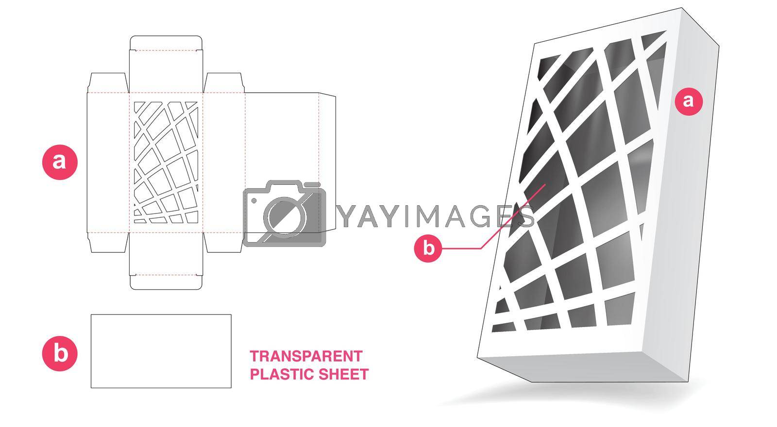 Royalty free image of Box with abstract window and transparent plastic sheet die cut template by valueinvestor