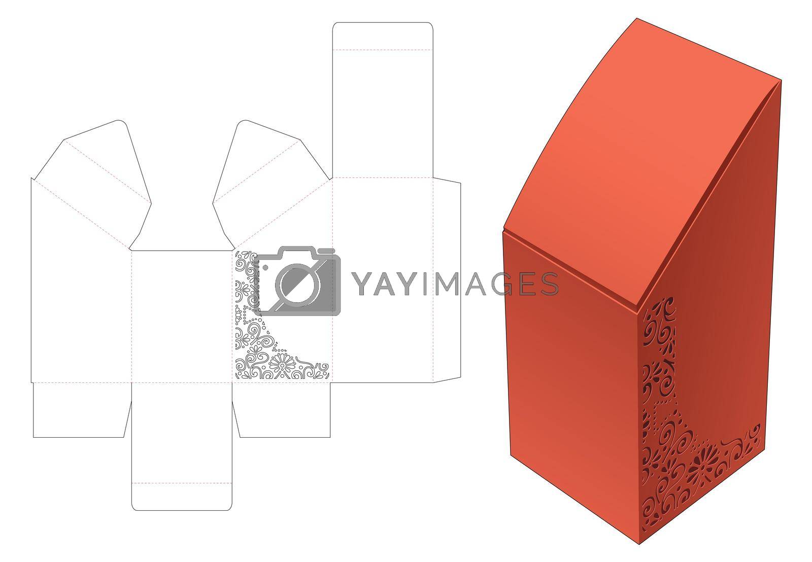 Royalty free image of Stenciled sloped box die cut template and 3D mockup by valueinvestor