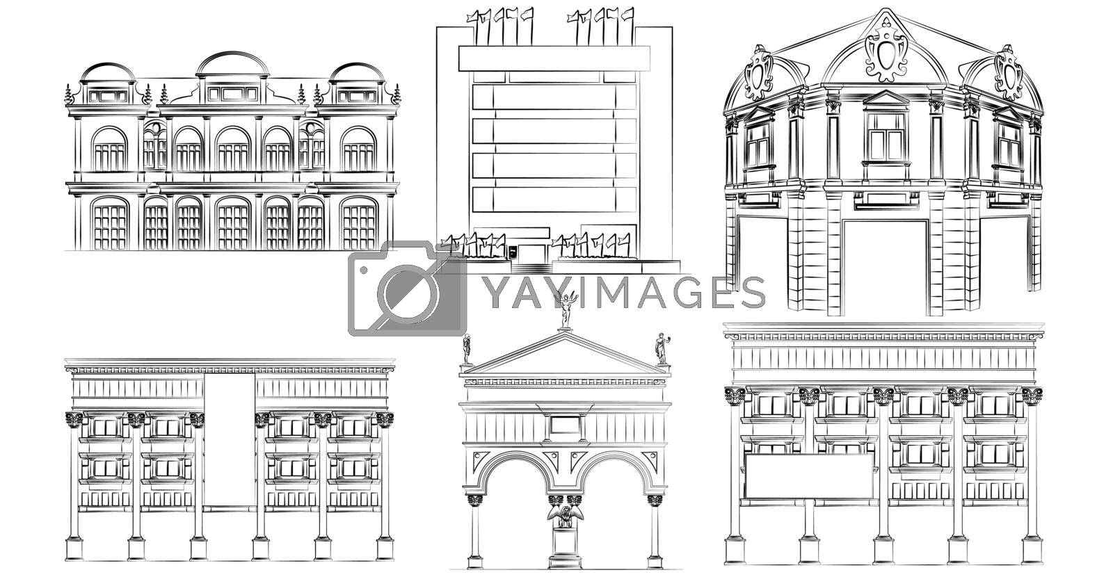 Royalty free image of doodle line art building cartoon by valueinvestor