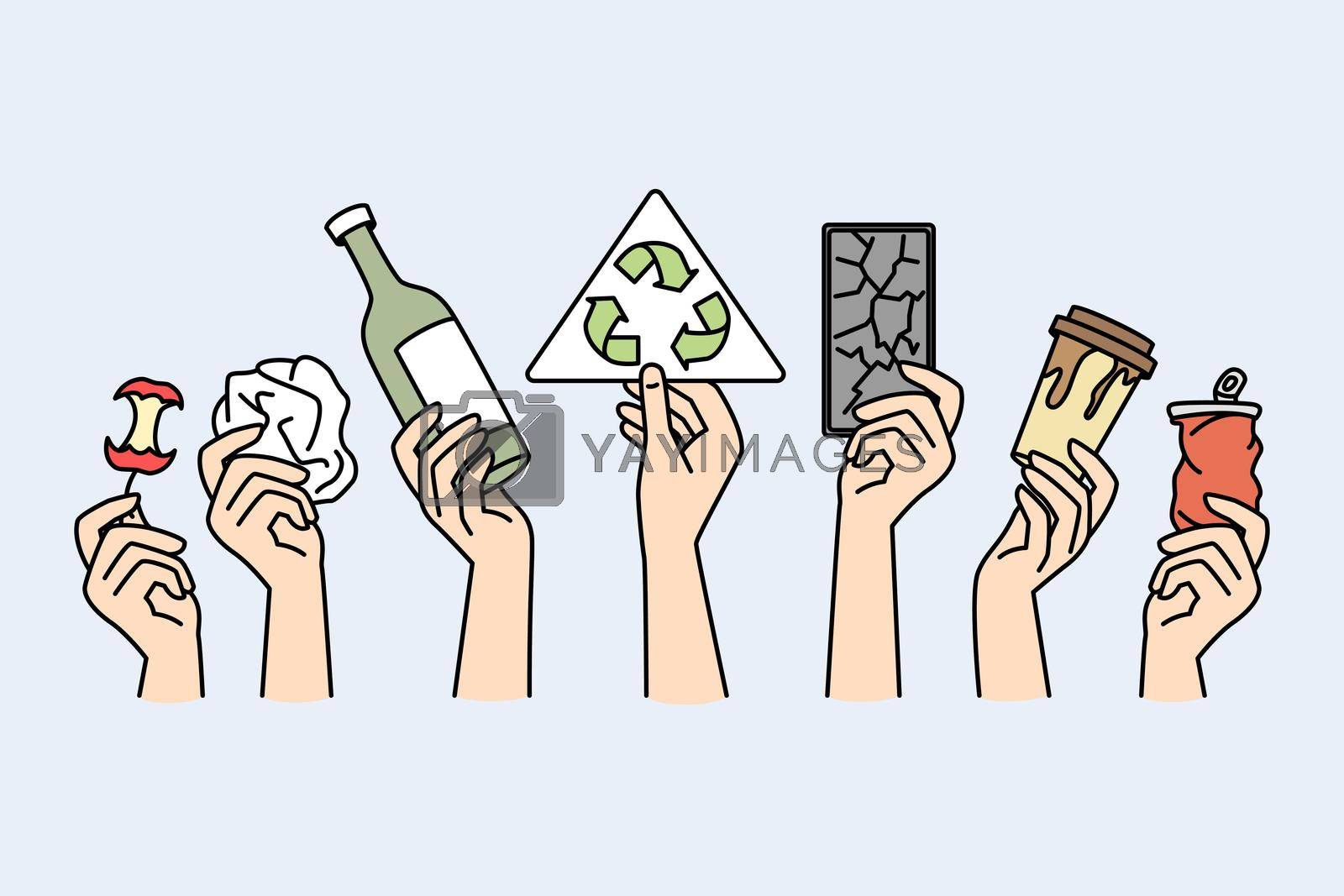 Royalty free image of Hands holding garbage for recycle by VECTORIUM