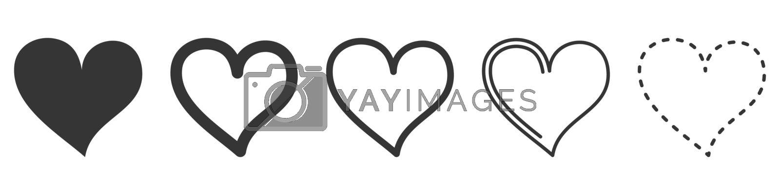 Royalty free image of Heart vector icons. Set of love symbols isolated. by Chekman