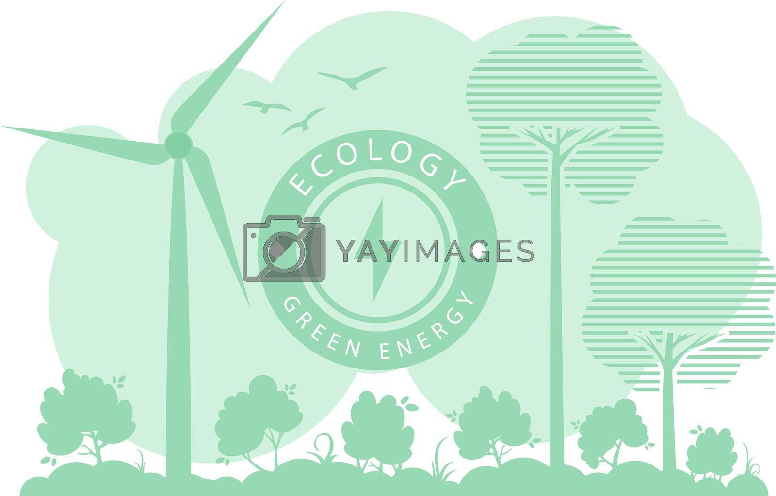 Royalty free image of Green Background on the theme of green energy. Vector illustration. by Javvani