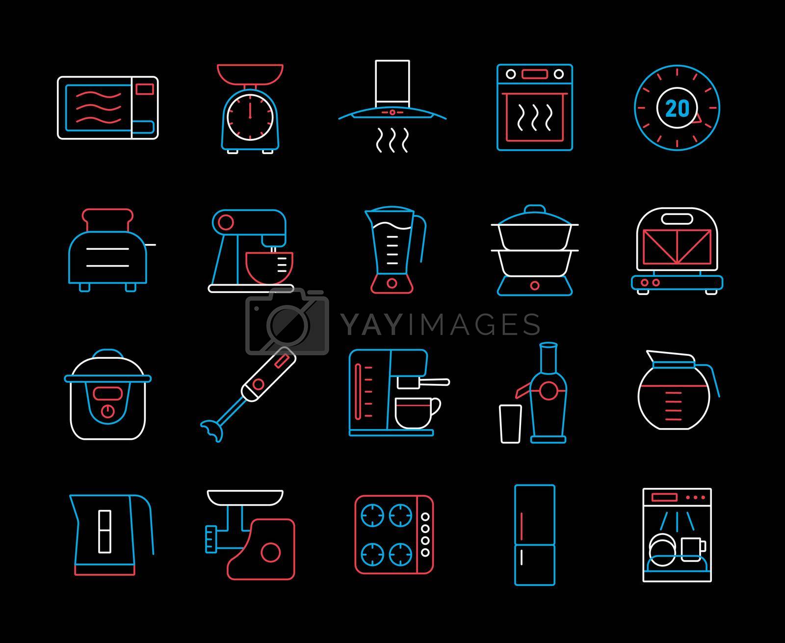 Royalty free image of Kitchen appliances electronic equipment icon set by nosik