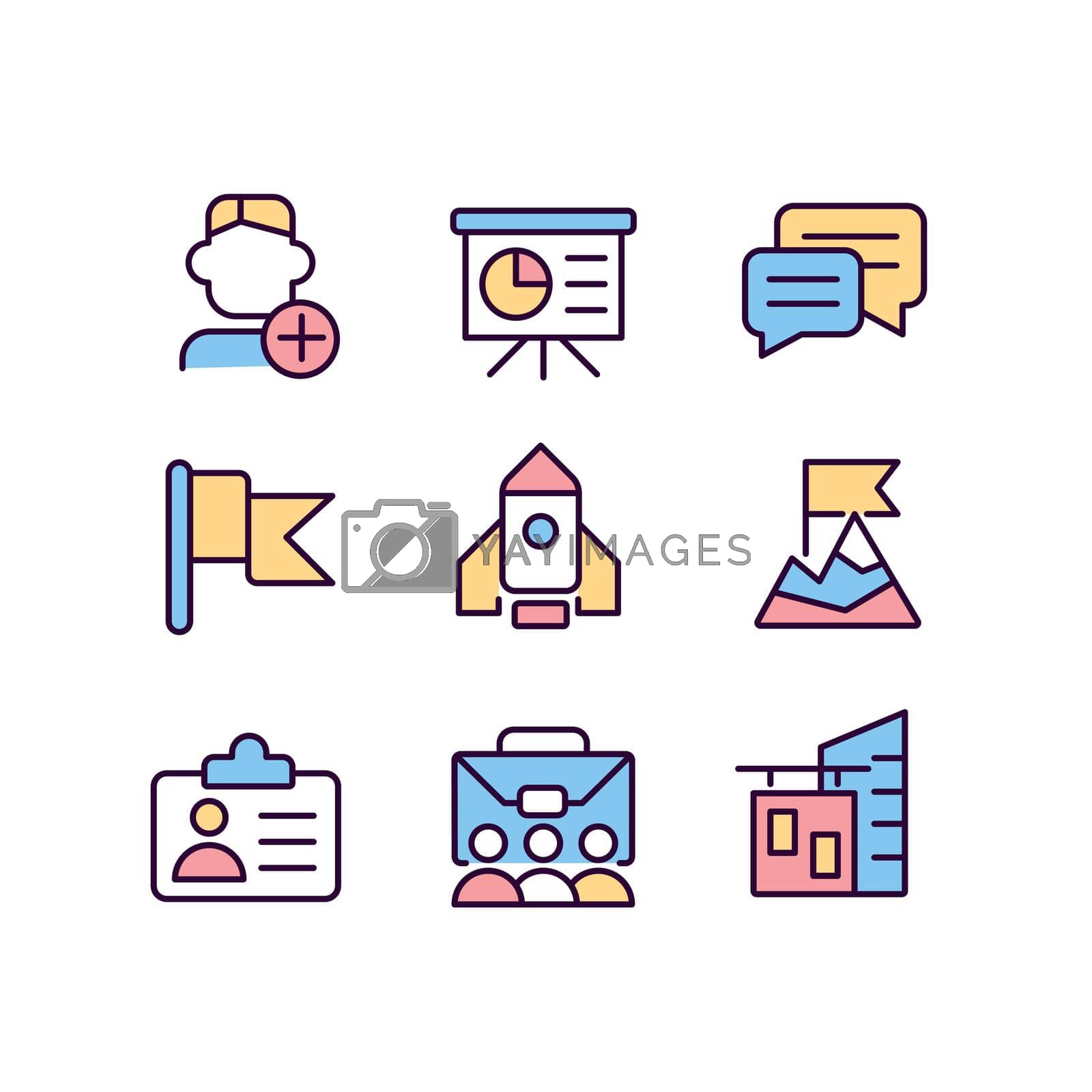 Royalty free image of Career goals pixel perfect RGB color icons set by tat