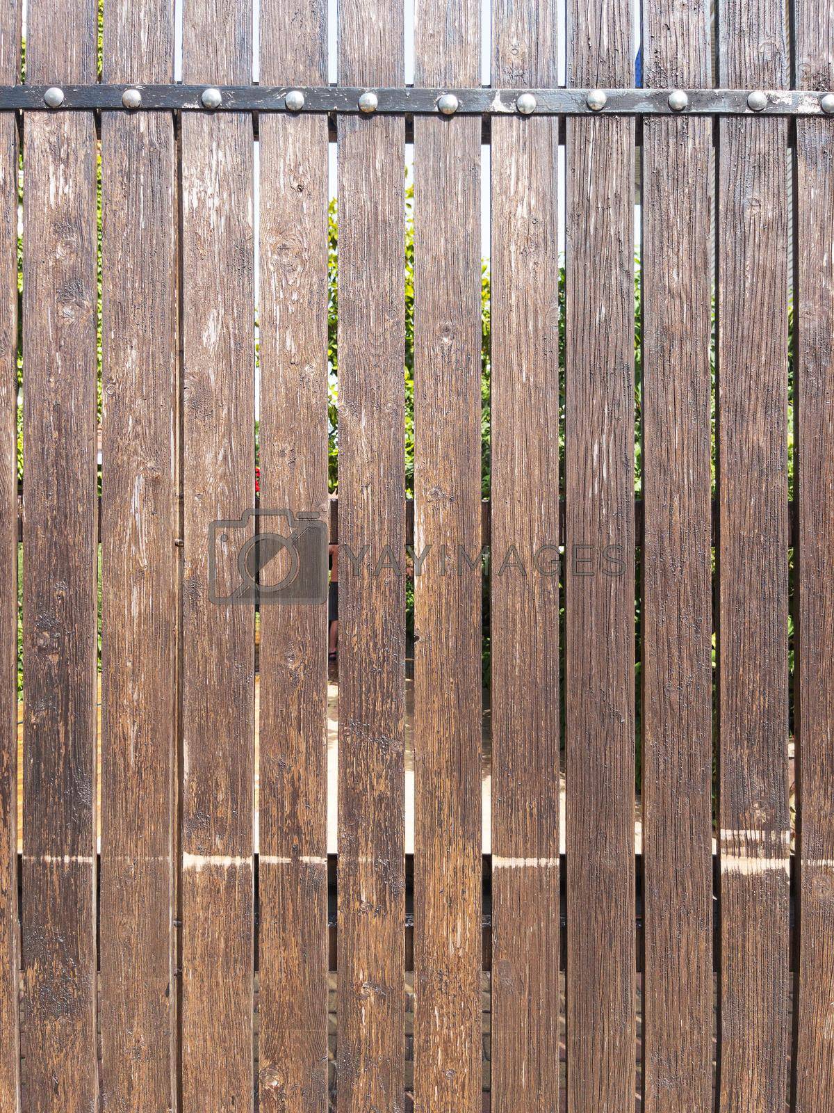 Royalty free image of Fence made of vertical boards of natural wood by AlexGrec