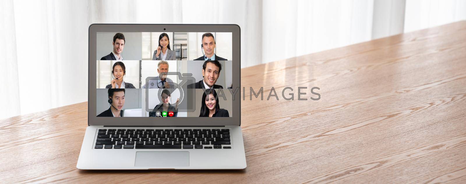 Royalty free image of Business people on video conference for modish virtual group meeting by biancoblue