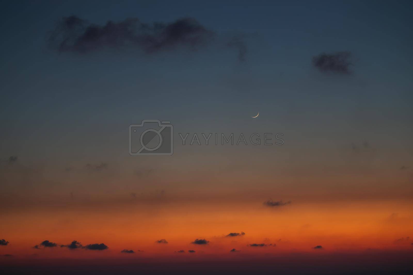 Royalty free image of Beautiful Sunset and Moon by Anna_Omelchenko