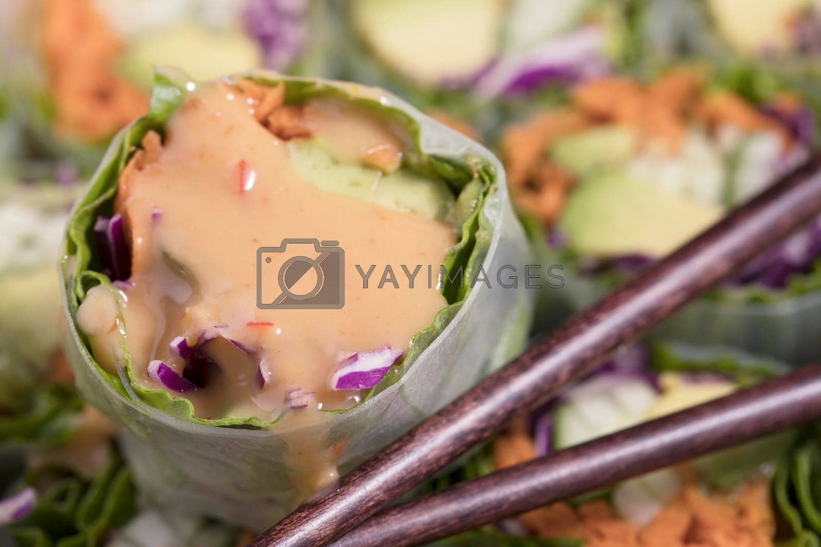 Royalty free image of Spring Roll with Peanut Sauce by charlotteLake