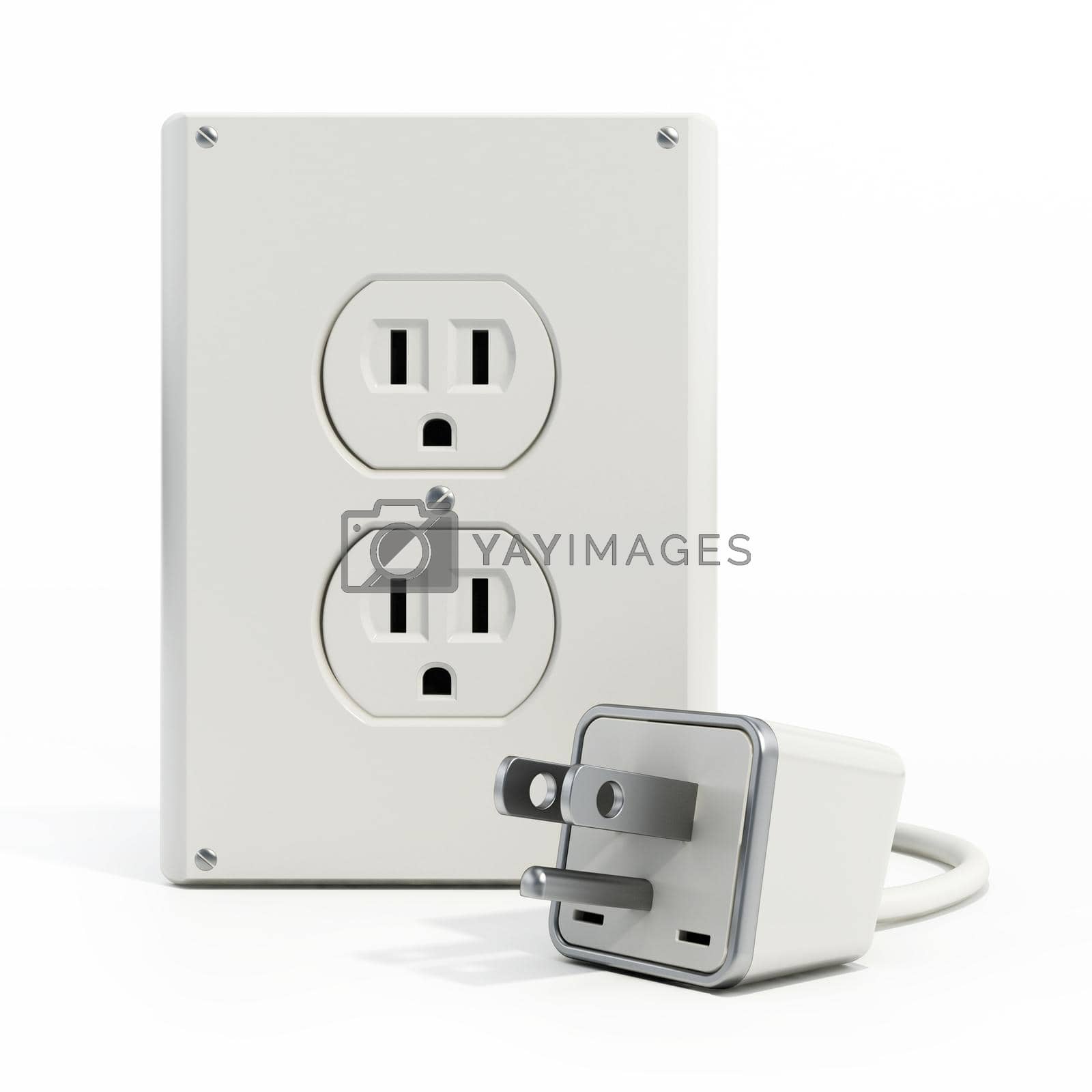 Royalty free image of USA type AC power plugs and sockets isolated on white background. 3D illustration by Simsek