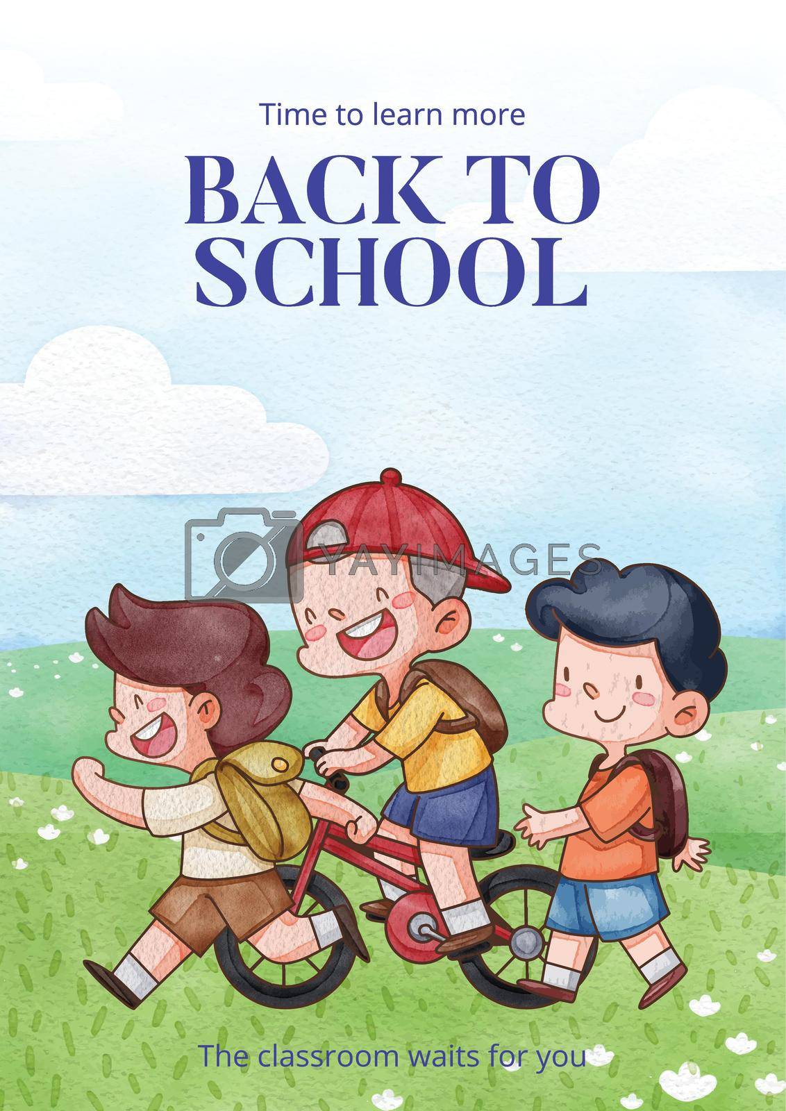 Royalty free image of Poster template with back to school concept,watercolor style by Photographeeasia