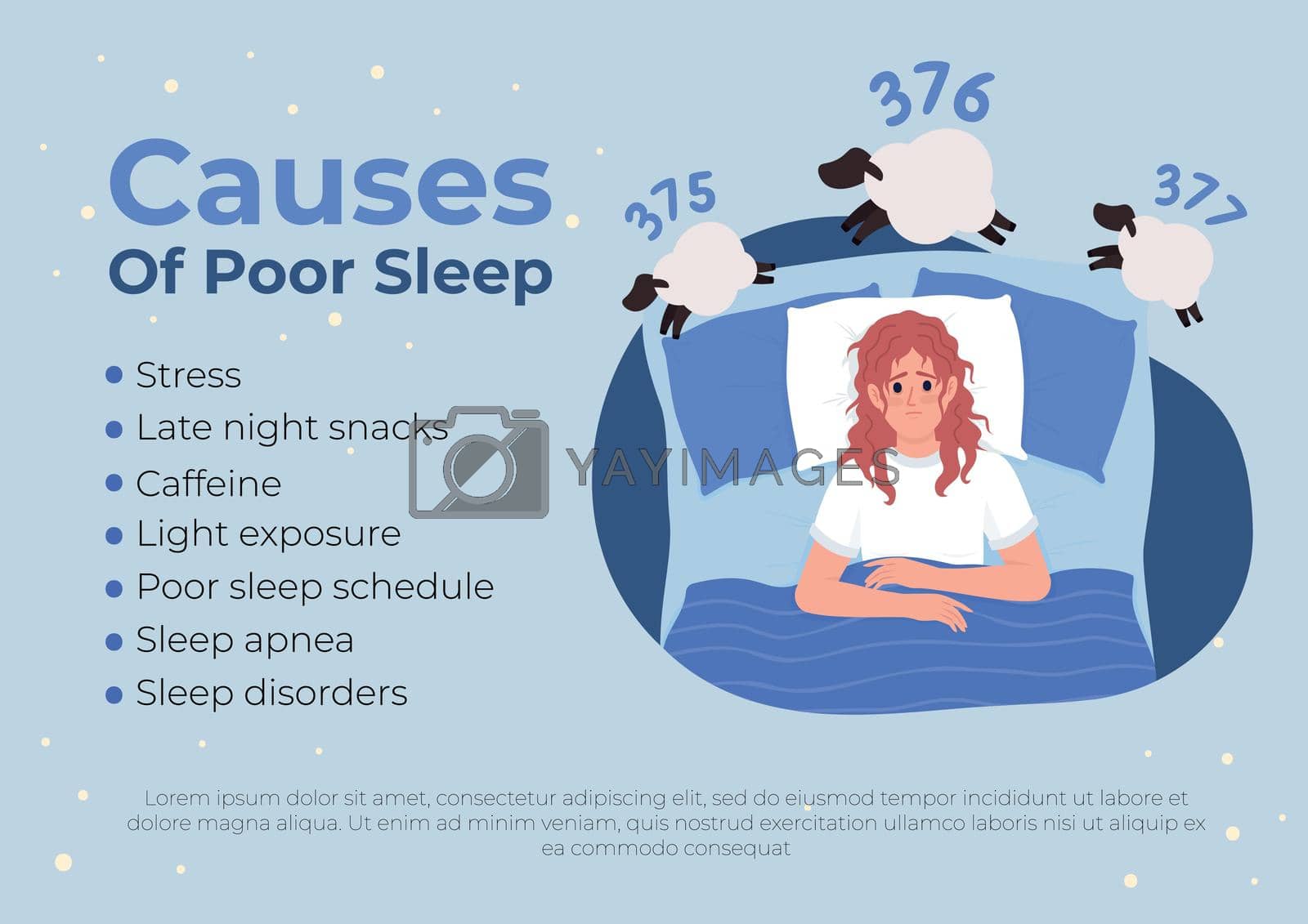 Royalty free image of Causes of insomnia flat vector banner template by ntl