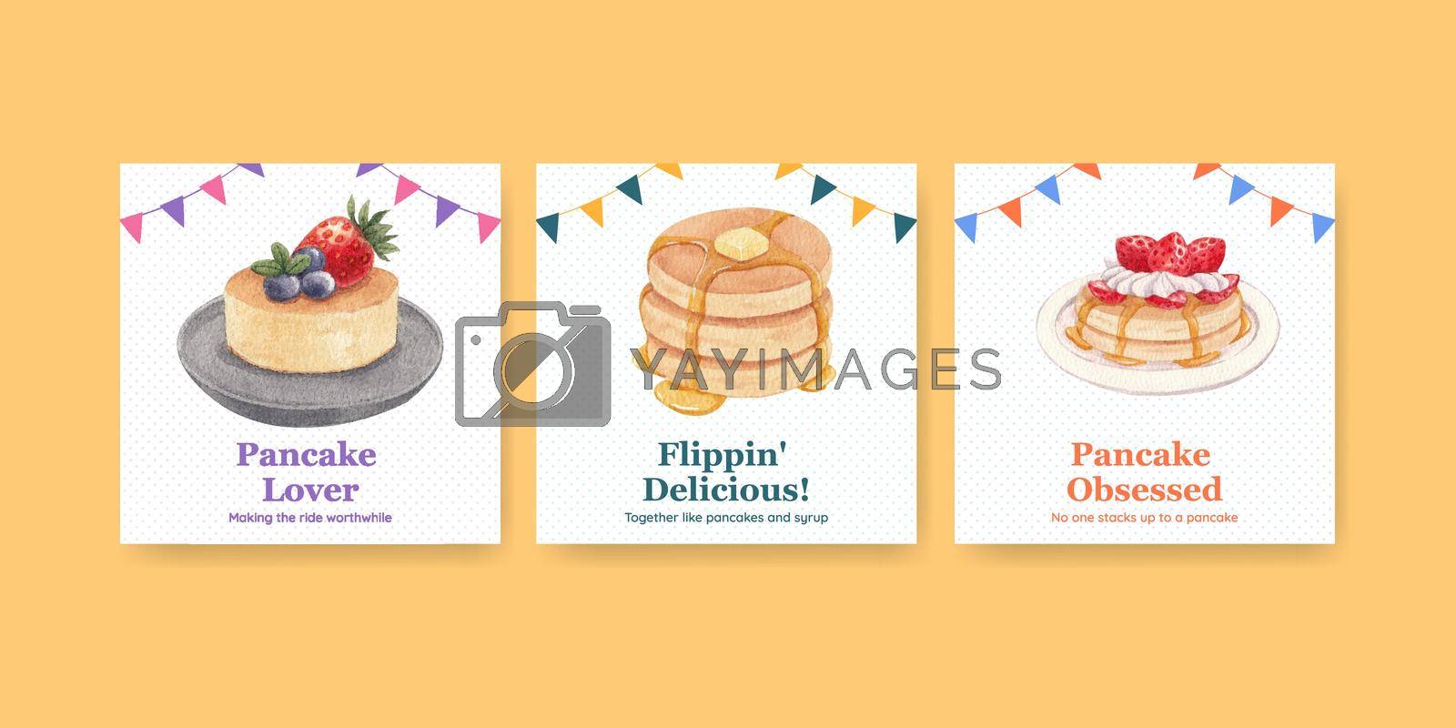 Royalty free image of Banner template with happy pancake day concept,watercolor style by Photographeeasia