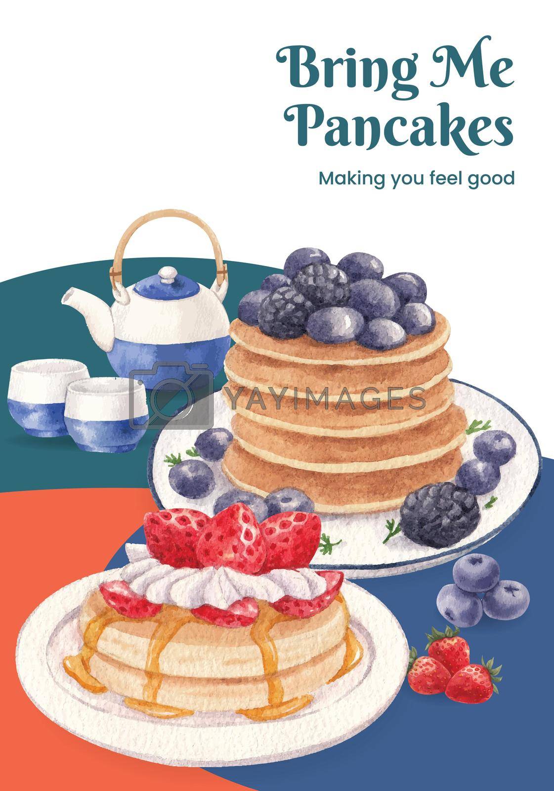 Royalty free image of Poster template with happy pancake day concept,watercolor style by Photographeeasia