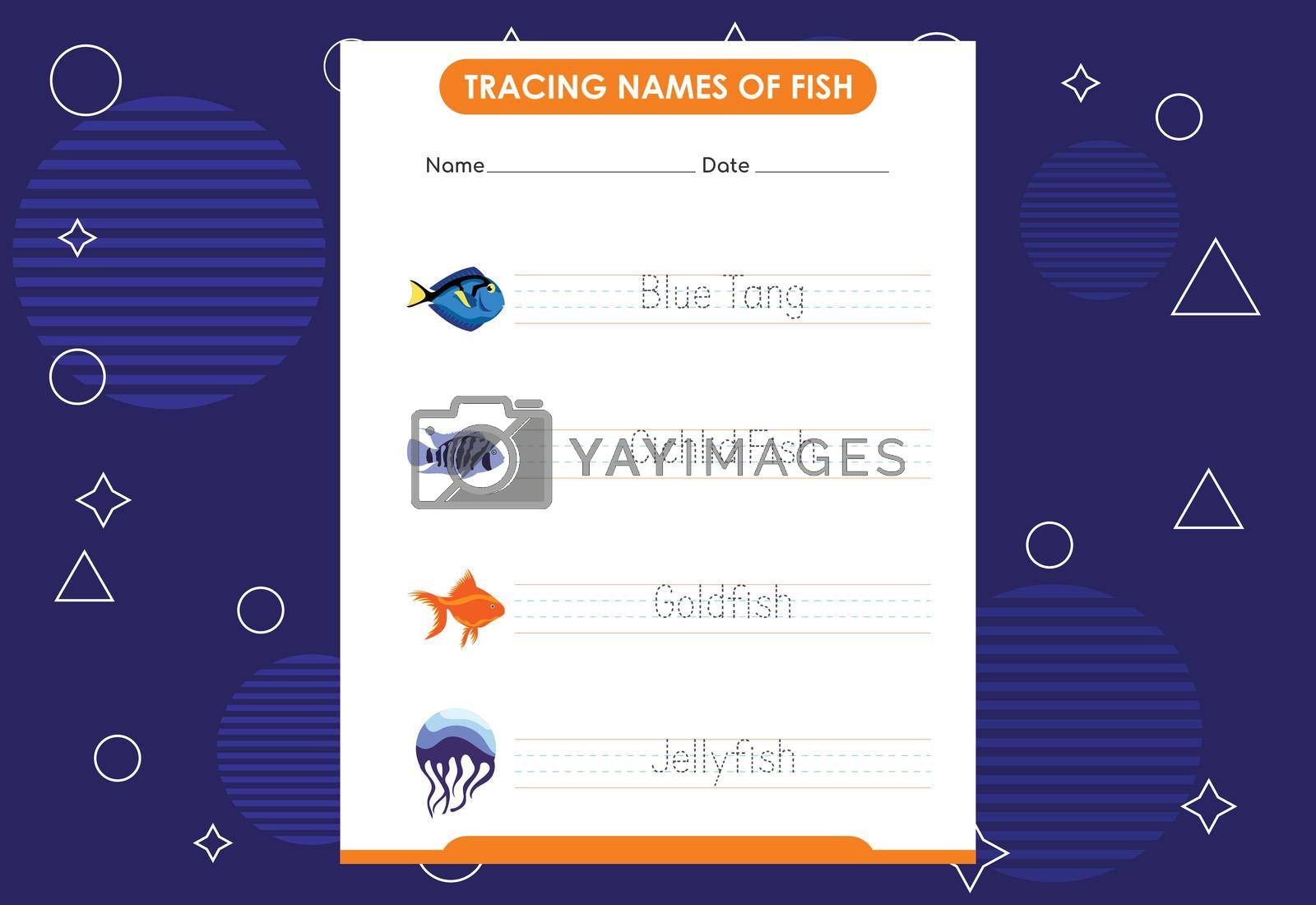 Royalty free image of Trace the names of fish. Handwriting practice for preschool kids by busrat