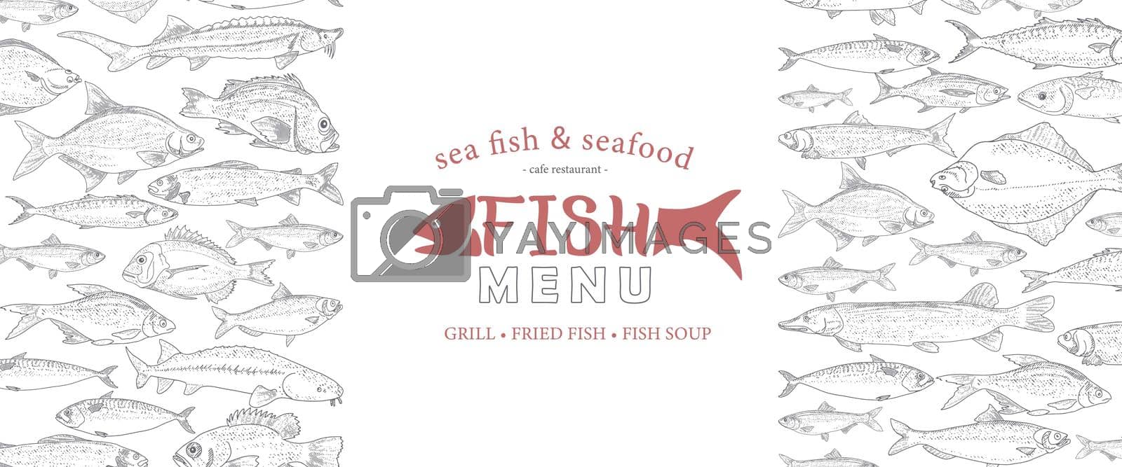 Royalty free image of The cover template of the booklet of fish products and seafood. by GALA_art