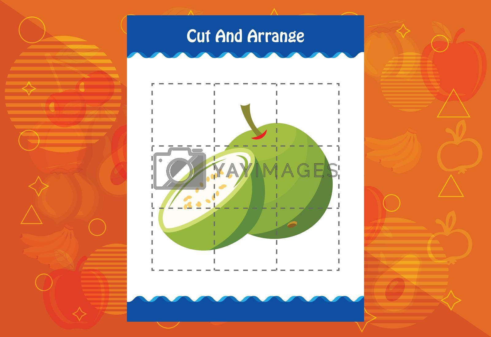 Royalty free image of Cut and arrange with a fruit worksheet for kids. Educational game for children by busrat
