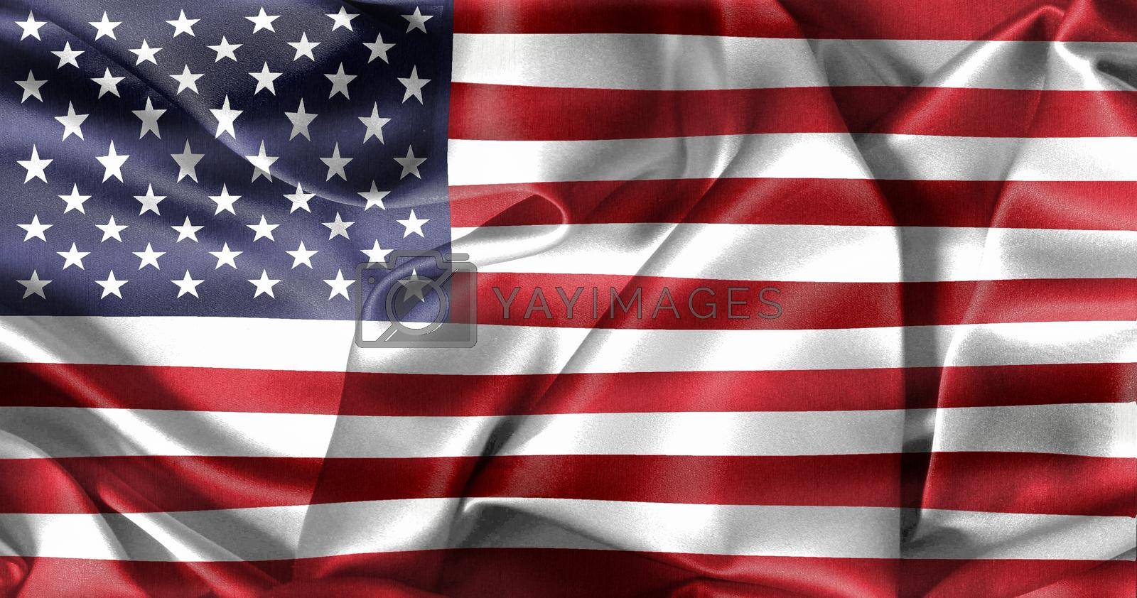 Royalty free image of 3D-Illustration of a USA flag - realistic waving fabric flag by MP_foto71