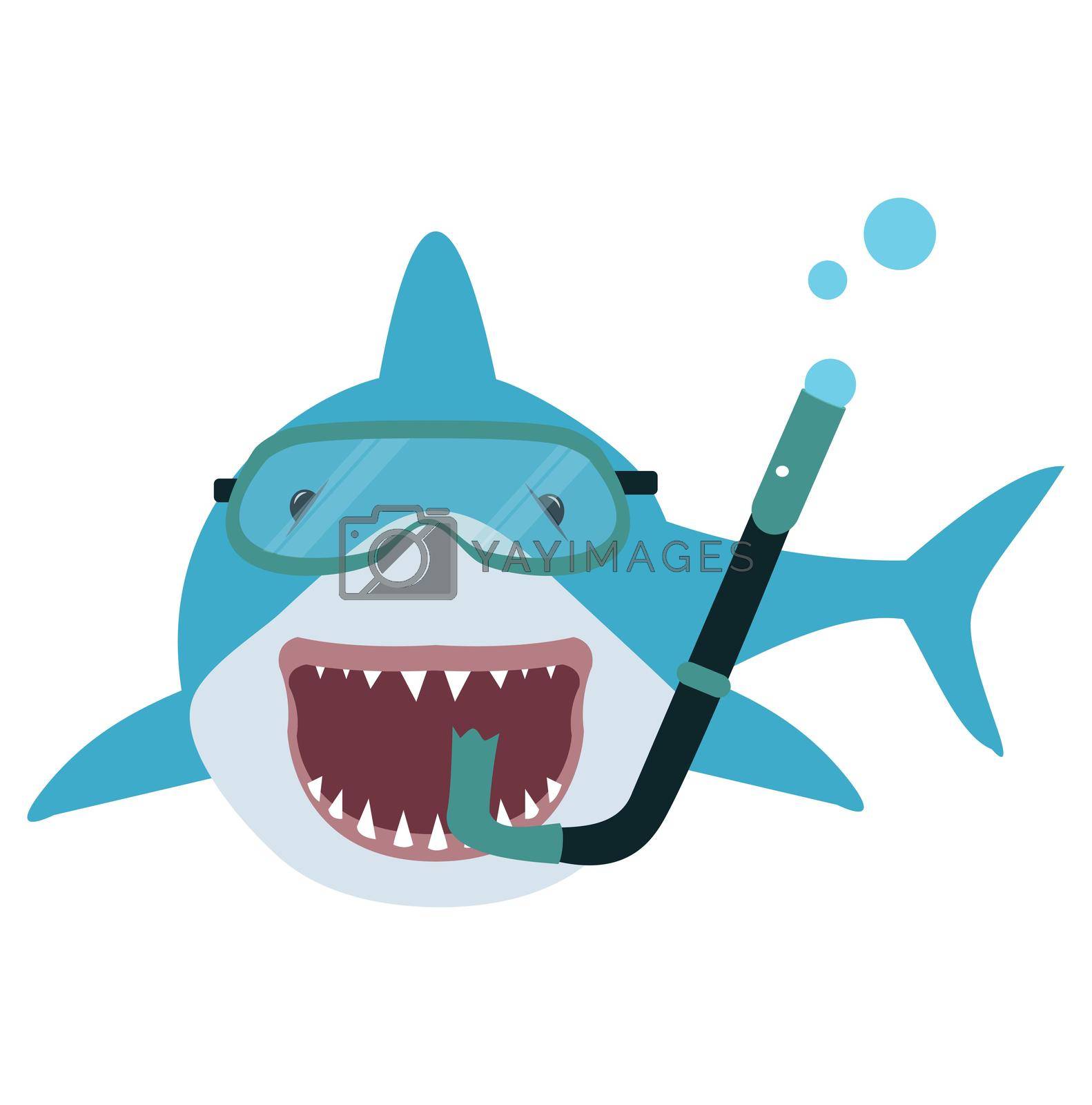 Royalty free image of Big shark with diving equipment  by focus_bell