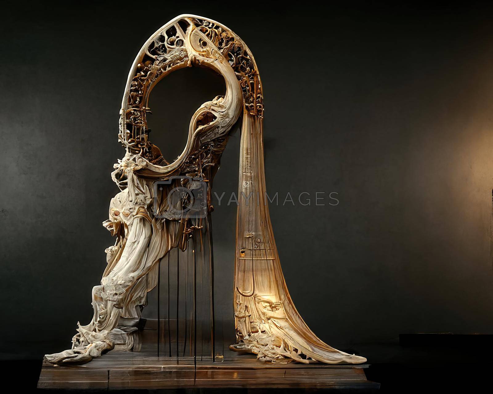 Royalty free image of Picture of baroque harp statue, 3d illustration by Farcas