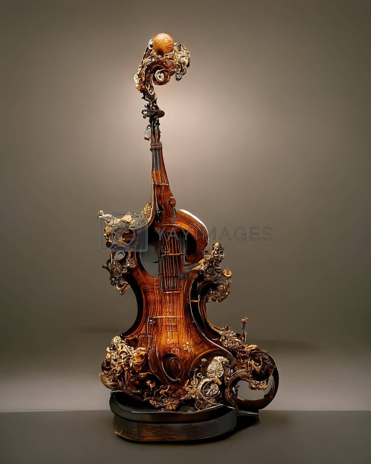 Royalty free image of Picture of baroque violin statue, 3D illustration by Farcas