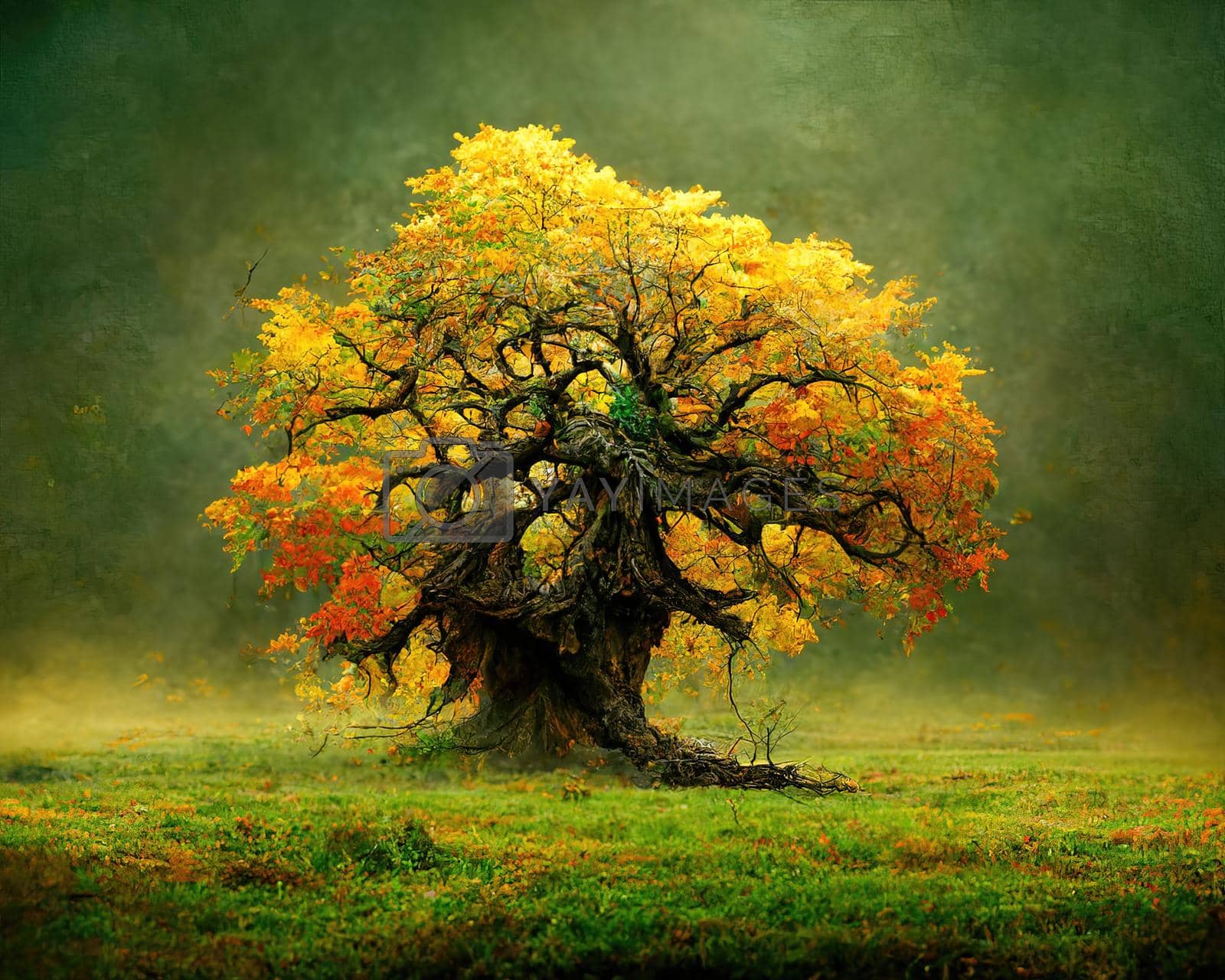 Royalty free image of Digital art of old big tree with amazing branches, 3d illustration by Farcas
