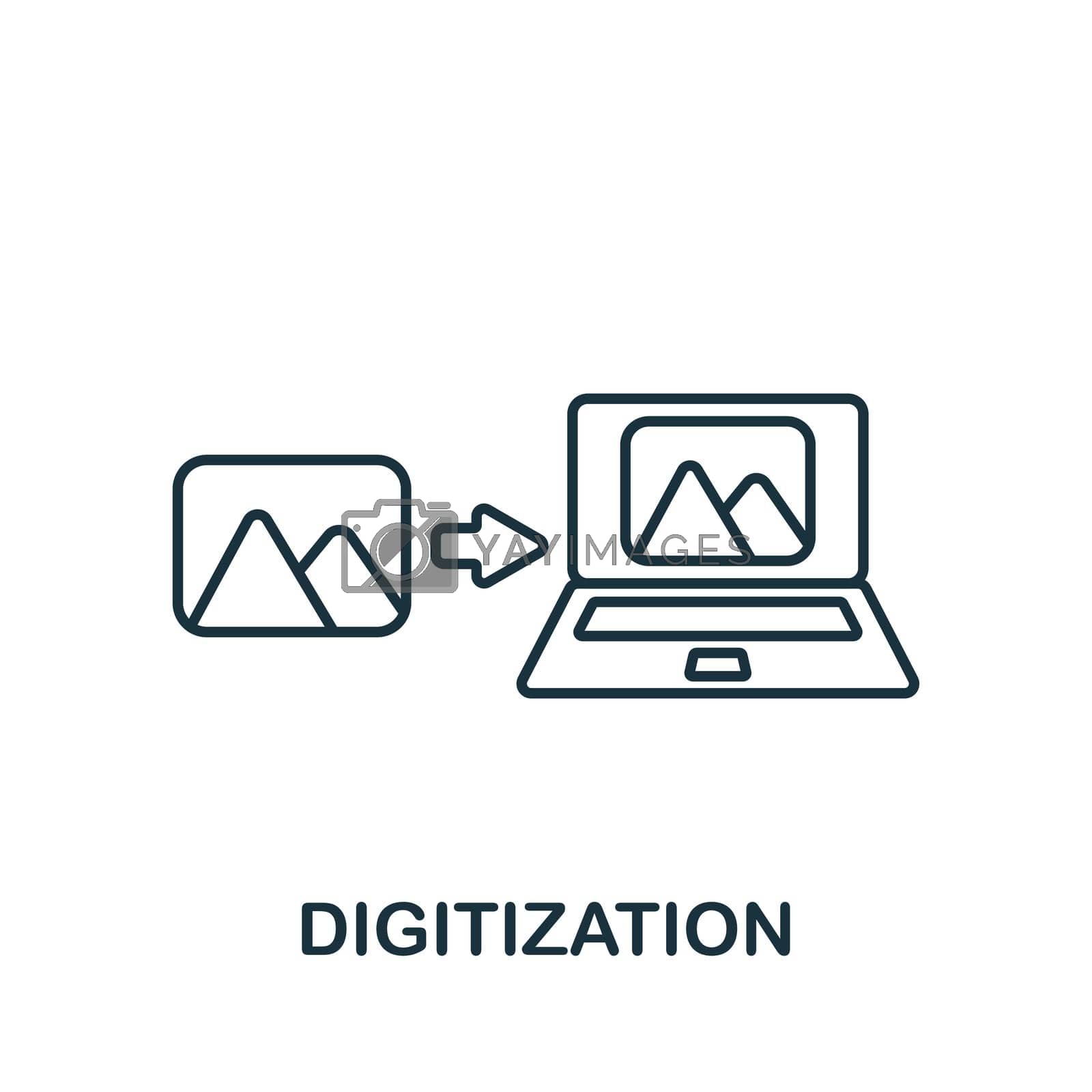 Royalty free image of Digitization icon. Line simple Industry 4.0 icon for templates, web design and infographics by simakovavector