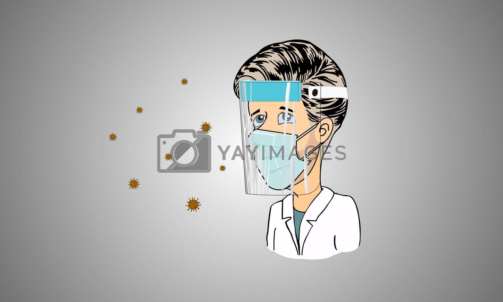 Royalty free image of Doctors wear mask and full face shield to protect the coronavirus (Covid-19). by Aod-Yay