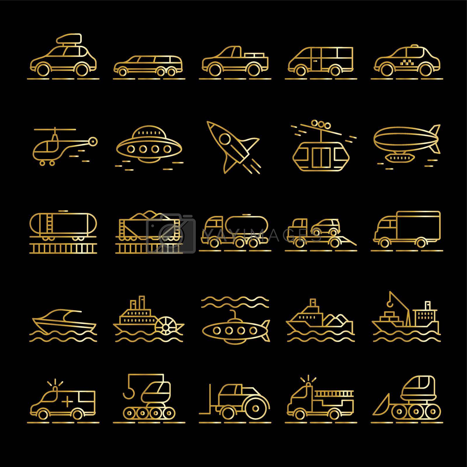 Royalty free image of Gold transport icons set by Vinhsino