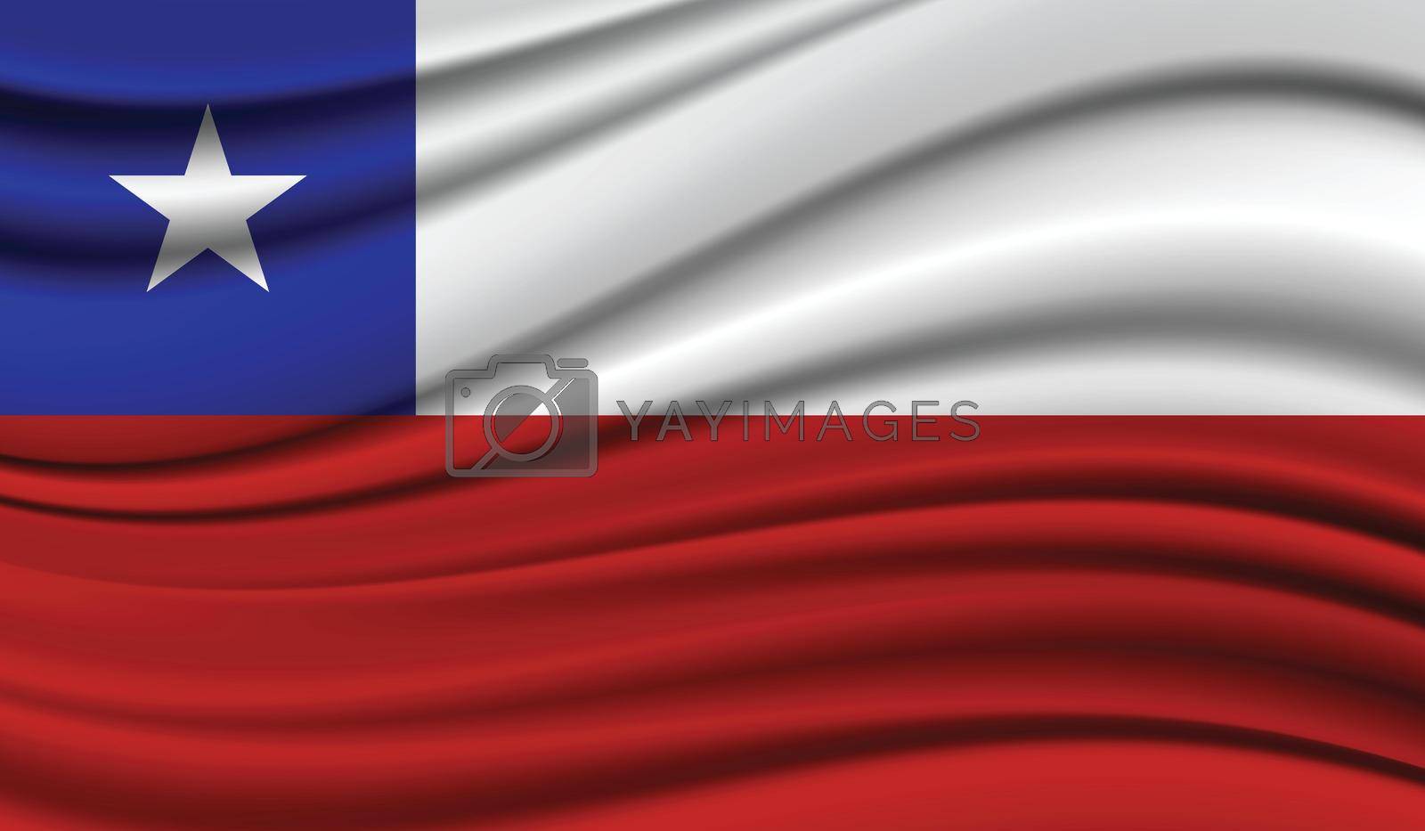 Silk Waving Flag of Chile. Silk, Satin Texture Background