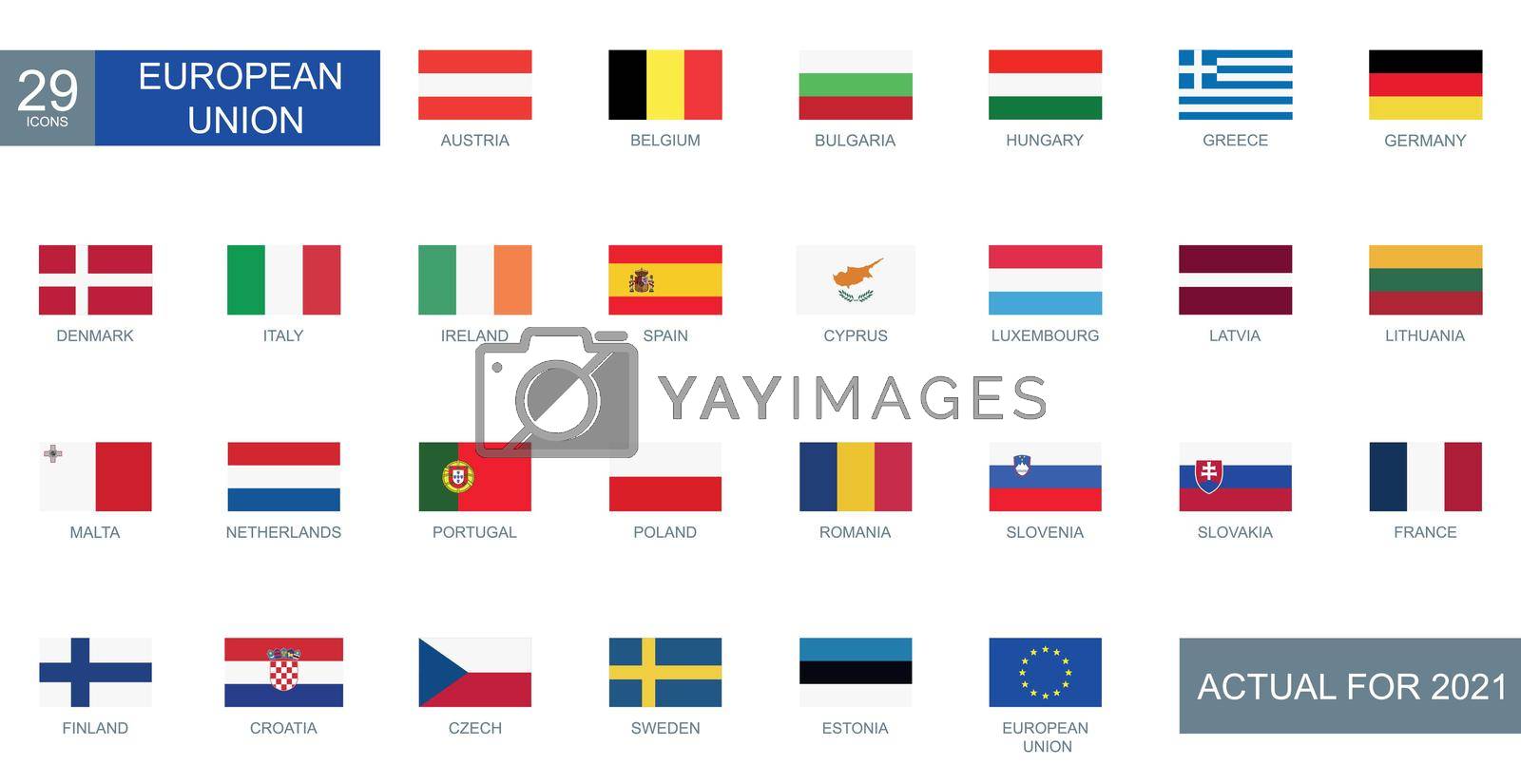 Royalty free image of Set of all flags of European countries in rectangular shape with description - Vector by BEMPhoto