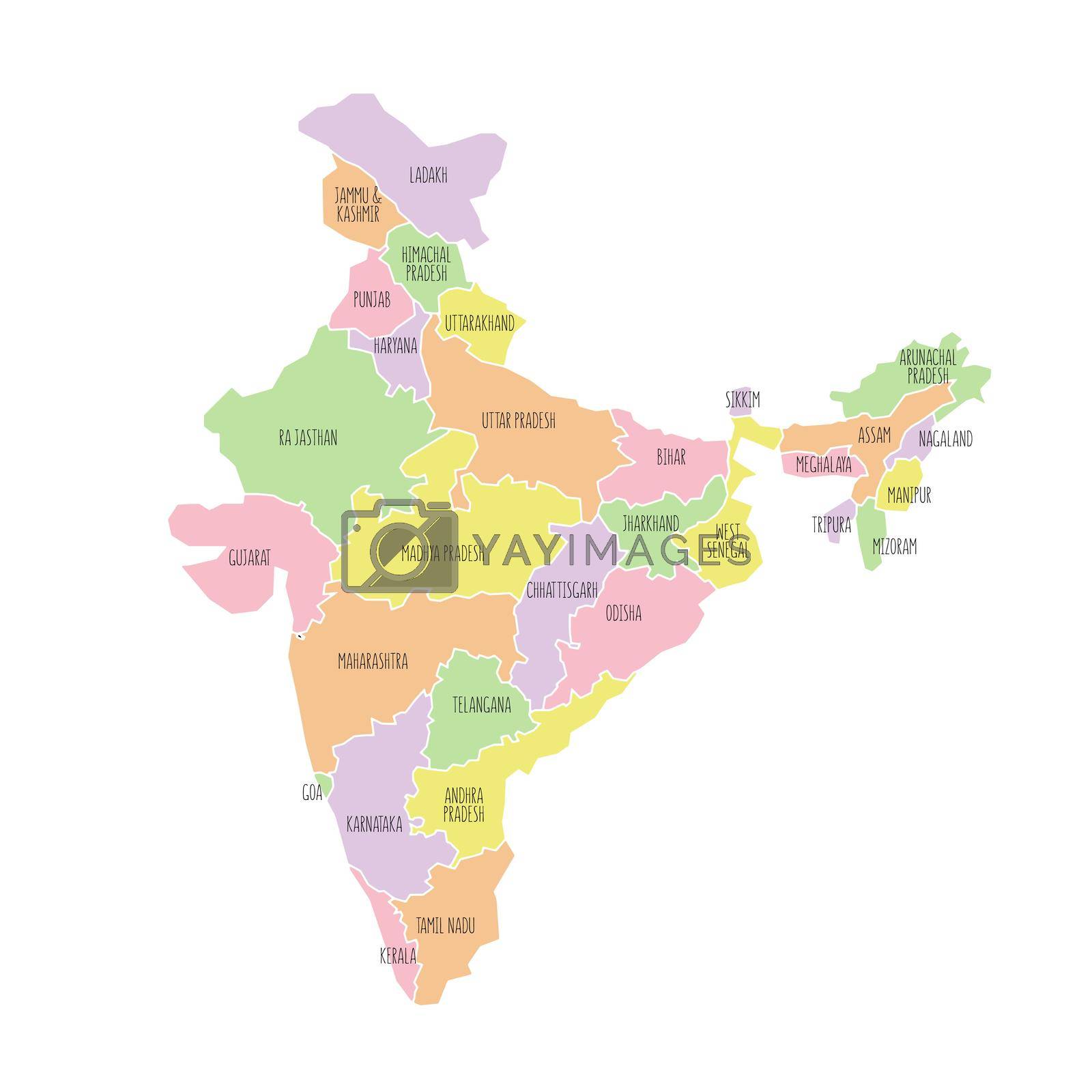Royalty free image of India political map. Low detailed by AnnaMarin