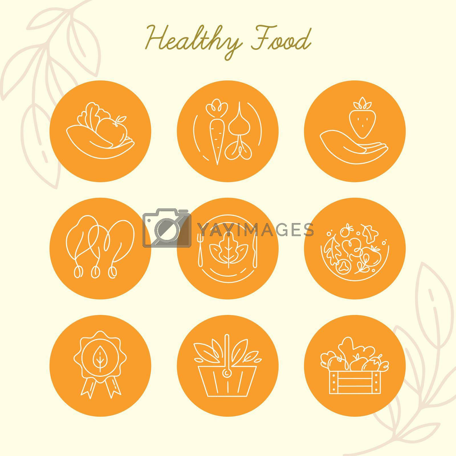 Royalty free image of Healthy food line icons. by laymik