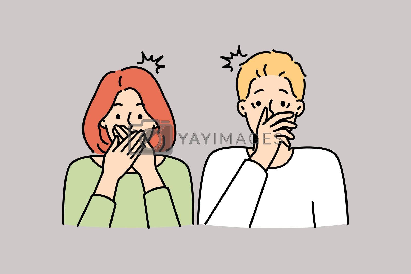 Royalty free image of Shocked couple stunned by unbelievable news by VECTORIUM