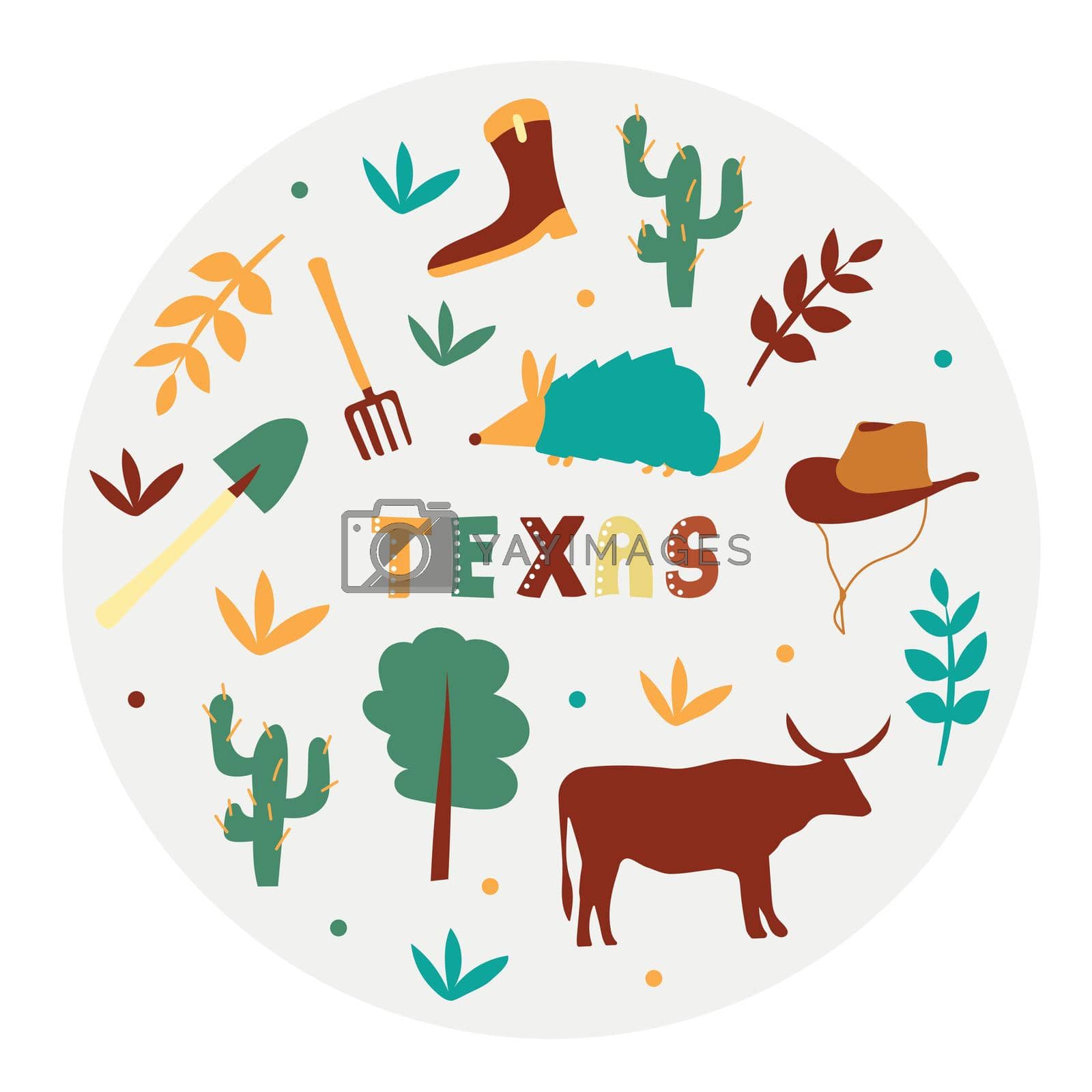 Royalty free image of USA collection. Vector illustration of Texas theme. State Symbols by natali_brill