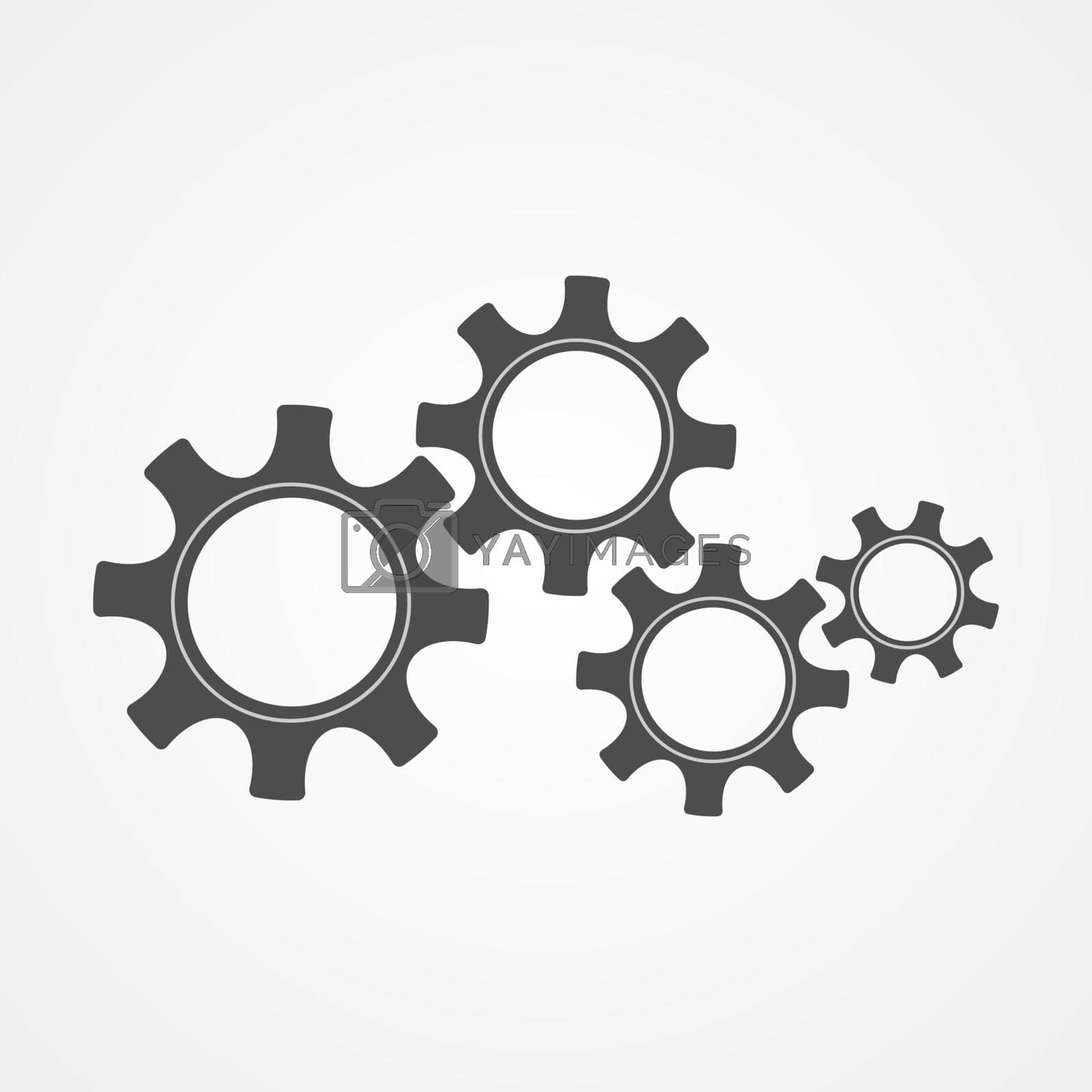 Royalty free image of Cooperation concept black silhouette cog and gear by moonnoon