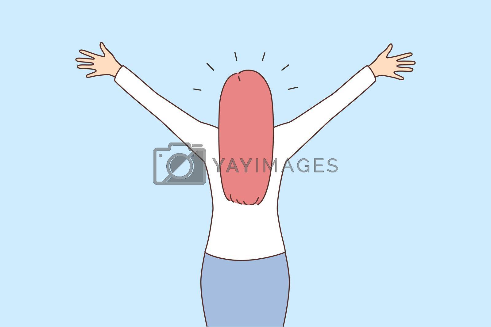 Royalty free image of Confident businesswoman welcome new opportunities by Vasilyeu