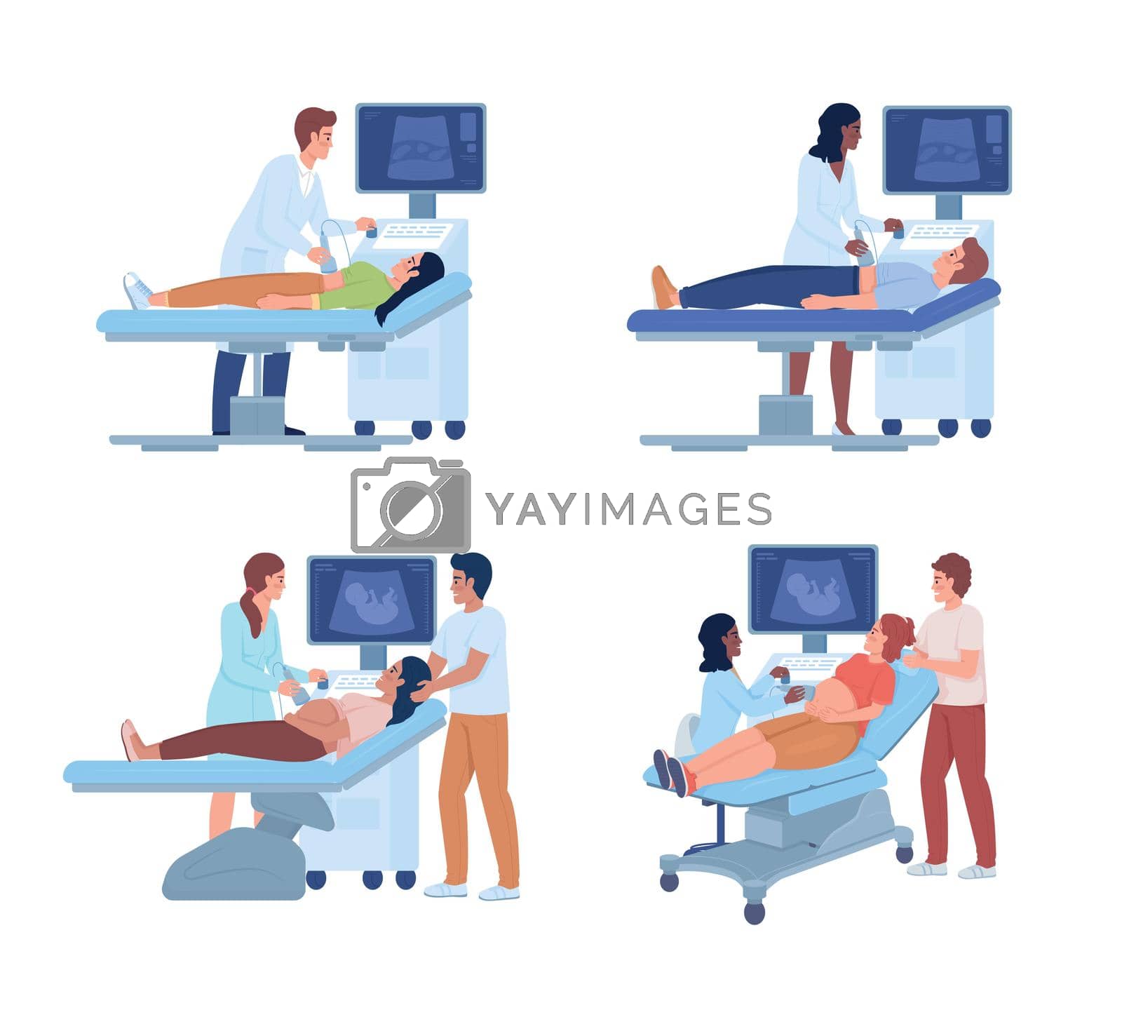 Royalty free image of Ultrasound examination semi flat color vector characters set by ntl