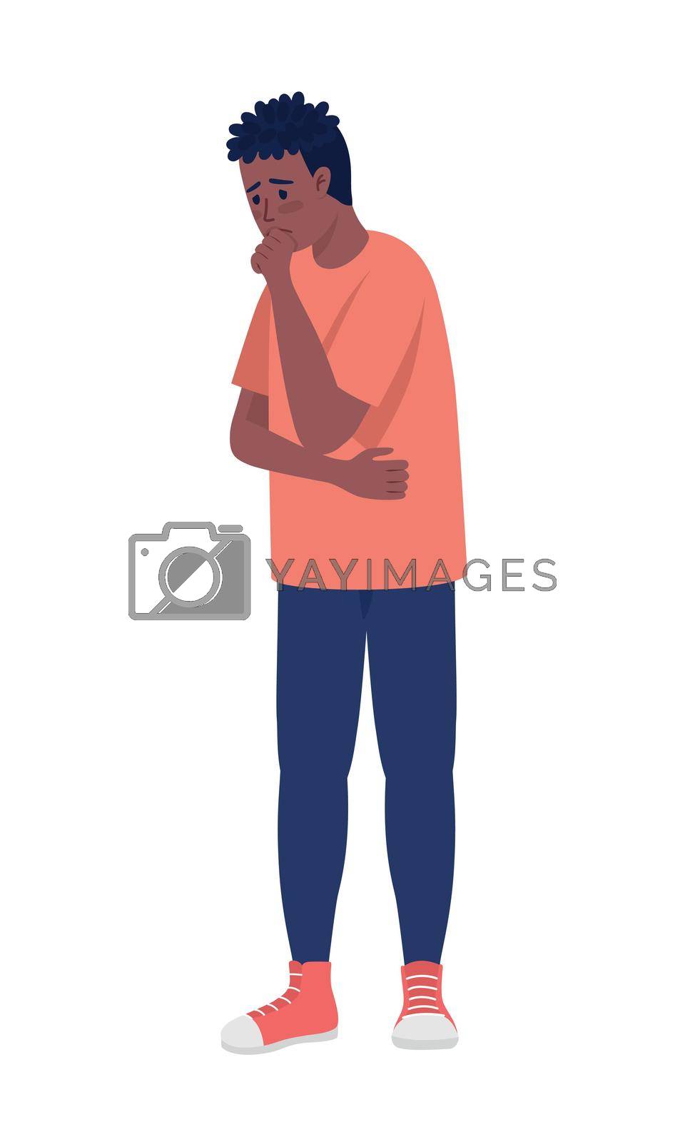 Royalty free image of Thoughtful upset man semi flat color vector character by ntl