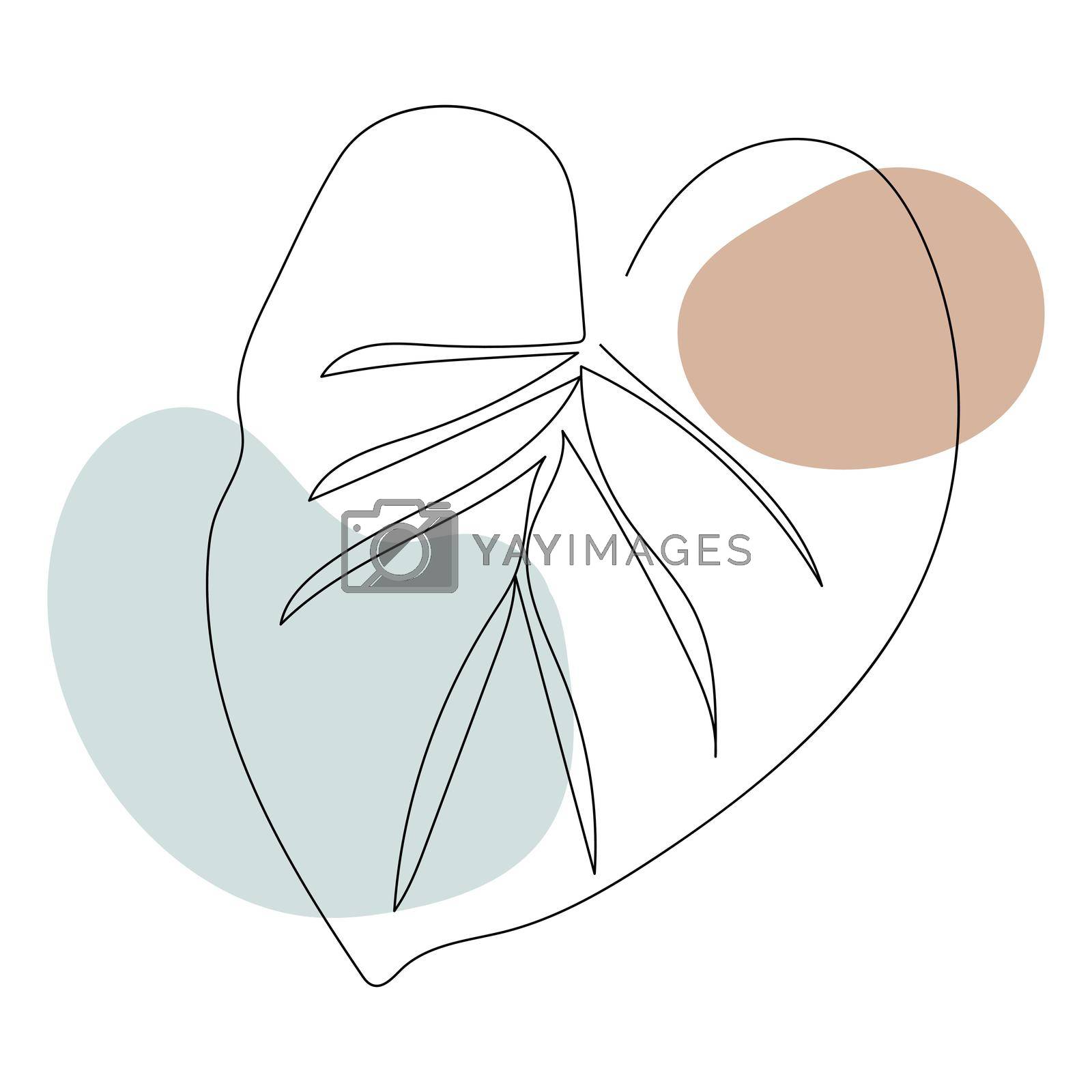 Royalty free image of Plant leaves line art. Contour drawing. Minimalism art. by doraclub